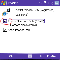 pda net bluetooth app